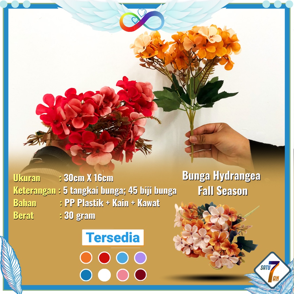 Bunga Hydrangea Fall Season Hias Tangkai Buket Plastik Ornamen Pajangan Hiasan Dekorasi Ruangan Artificial Flower Satu7an PBP156