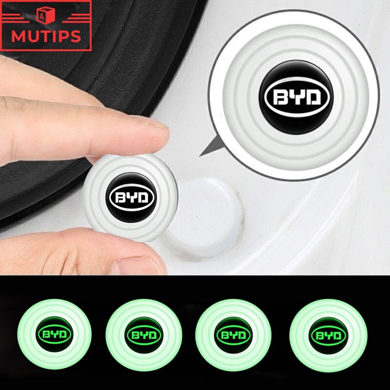 BYD 4/8 /12 /16Pcs Baru Luminous Type Bagasi Pintu Mobil Anti Shock Tabrak Pad Silikon Stiker Mengurangi Kebisingan Penyangga Universal Untuk Atto3