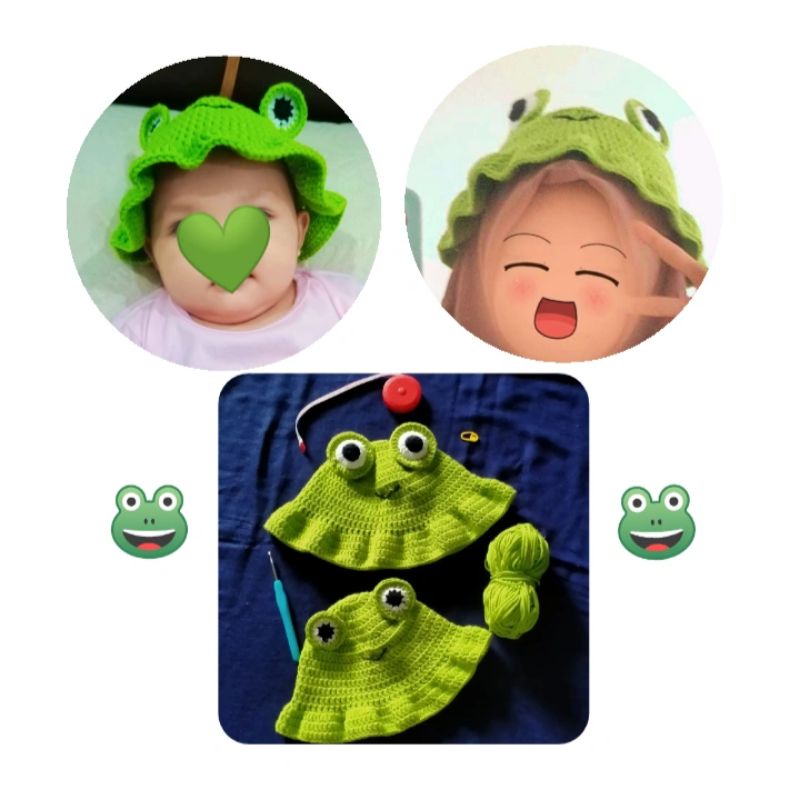 Topi Rajut Kodok | Frog Crochet Bucket Hat