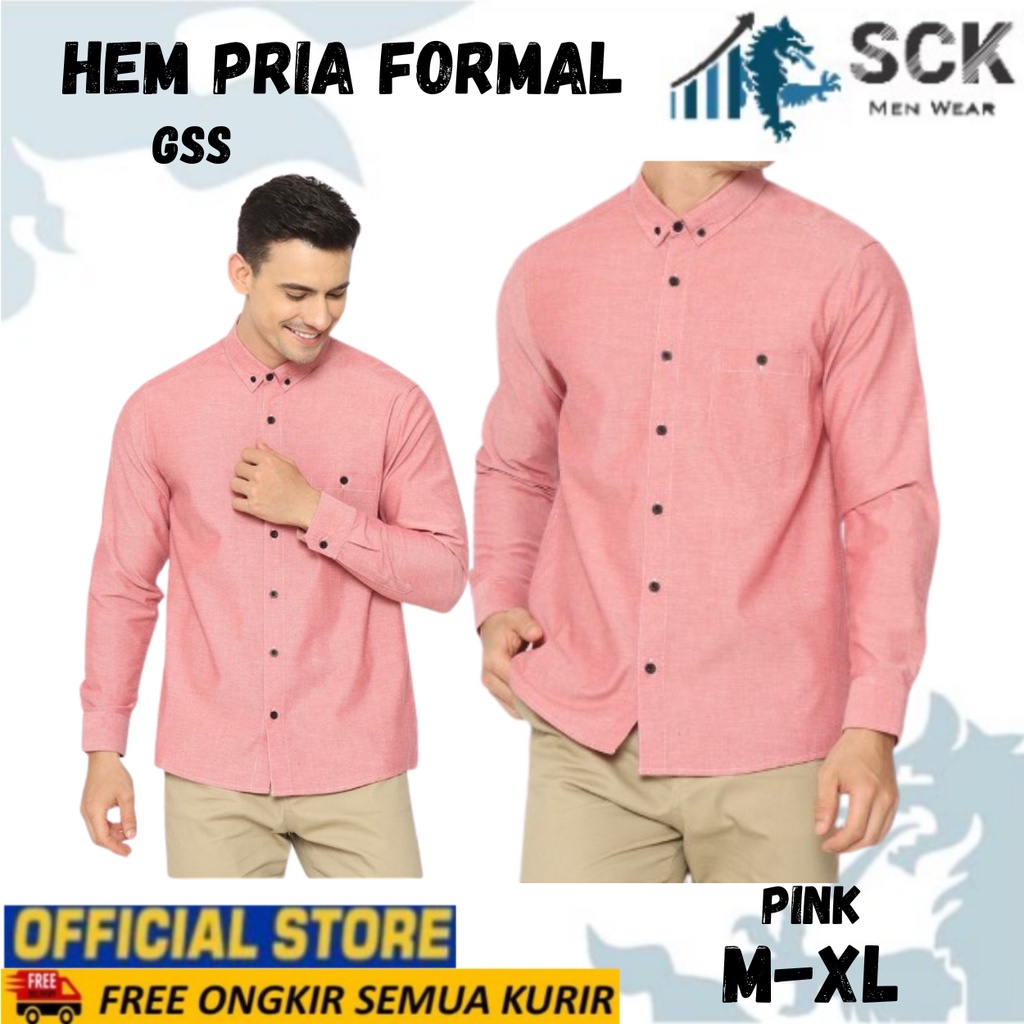 Kemeja Pria Lengan Panjang Polos GSS ukuran M-XL / Hem Formal Kantor / Pakaian Kerja Laki-laki - sckmenwear GROSIR