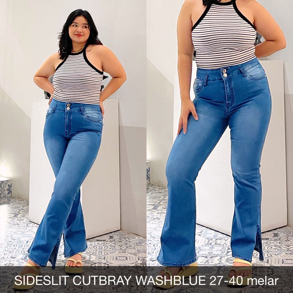 CELANA JEANS WANITA  UKURAN NORMAL &amp; JUMBO SIDESLIT CUTBRAY SERIES-SYSCLOTHIER