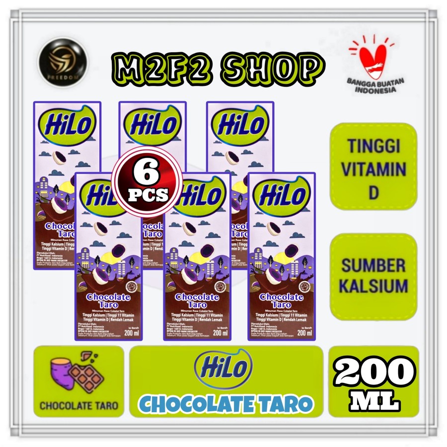 

HiLo Susu Cokelat Chocolate Taro Kotak UHT - 200 ml (Kemasan 6 Pcs)