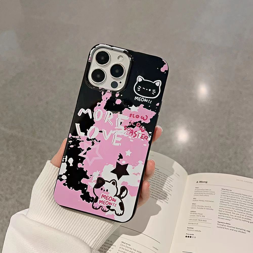 IPHONE Ins Pola Kucing Cocok Untuk Iphone14 14pro 14plus 13 13mini 13pro 13prm iPhone12 7Plus 8Plus Xr XS 13 12mini Pro Max Empat Sudut Casing Ponsel Tahan Guncangan