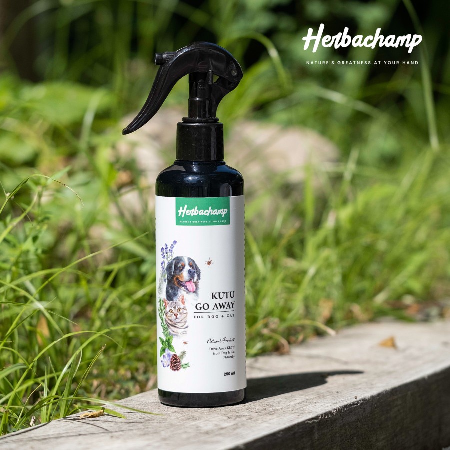 Herbachamp KUTU GO AWAY FOR DOG &amp; CATS / Spray Anti Pengusir Kutu Anjing Kucing / Flea Tick Repellent