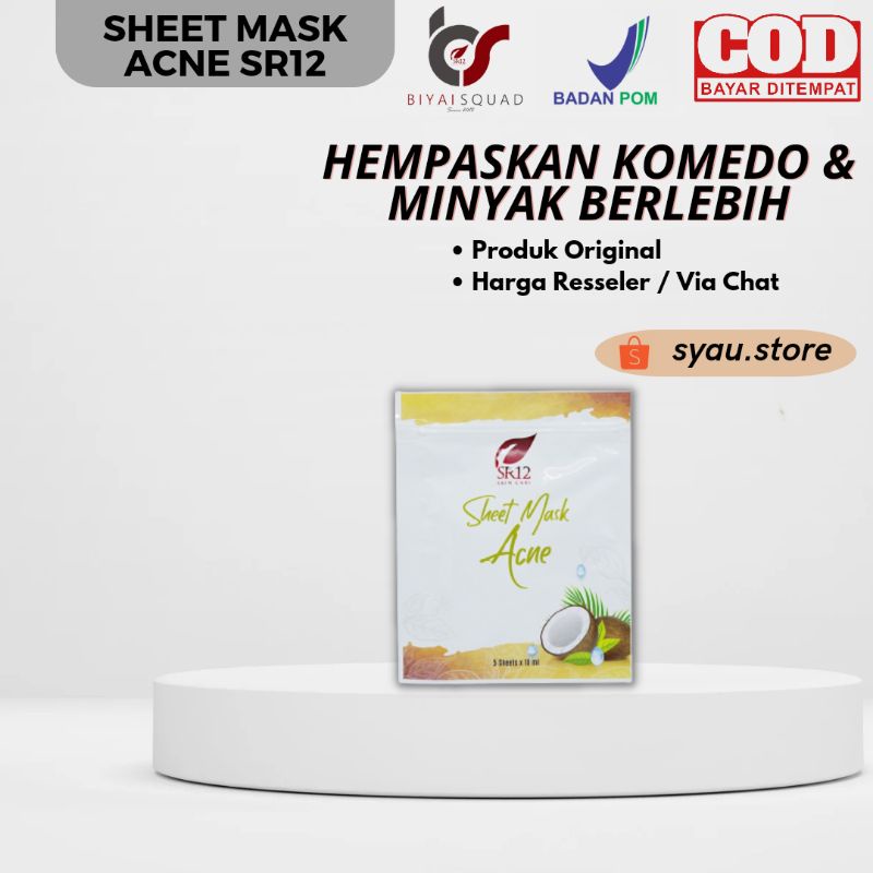 SHEET MASK ACNE SR12 BPOM / MASKER WAJAH PENGHILANG JERAWAT / MASKER JERAWAT