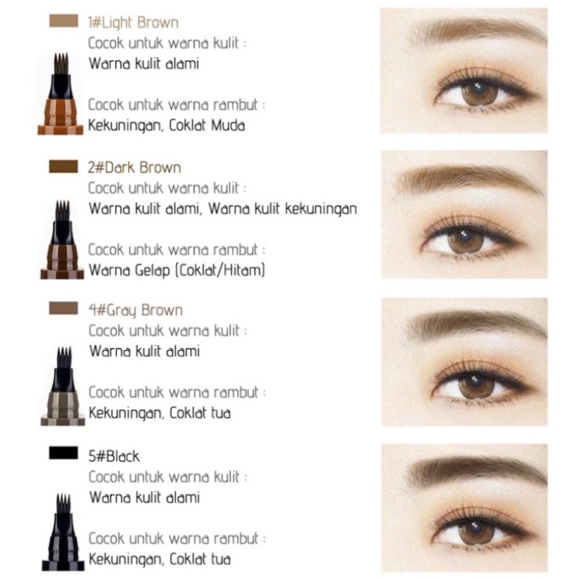 Eyebrow 4 Tip Pencil Alis Tahan Air 5 Warna SK001