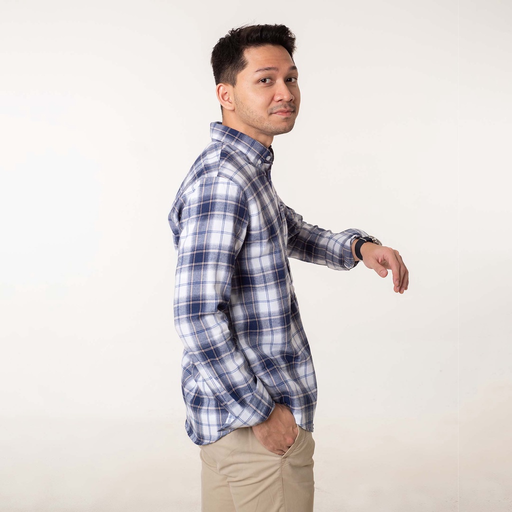 Kemeja Flanel Pria WOODCUTTER Cream Orlando Flannel Shirt Lengan Panjang