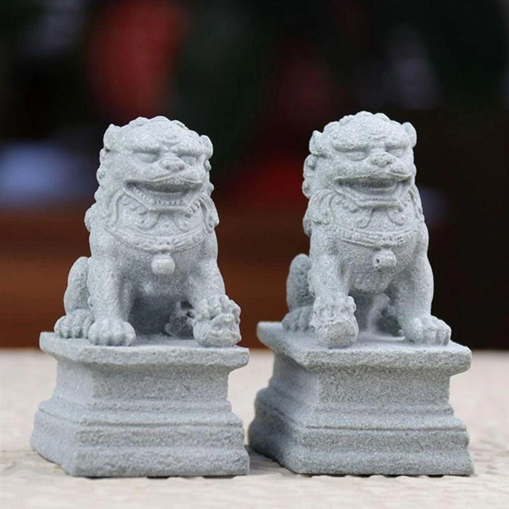 NEEDWAY Needway Lion Ornamen Aman Multi Fungsi Gaya China Micro-view Mini Kualitas Bagus Halaman Pengerjaan Halus Ornamen Mobil