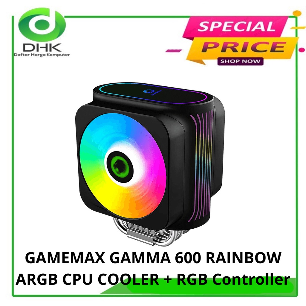 GAMEMAX GAMMA 600 RAINBOW ARGB CPU COOLER + RGB Controller