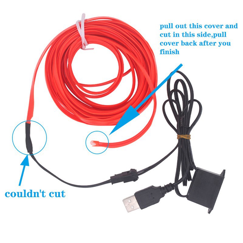 Lampu Strip Neon Led Fleksibel Panjang usb Untuk Dekorasi Interior Mobil Laptop 5m Mobil Suasana Interior Lampu 12V