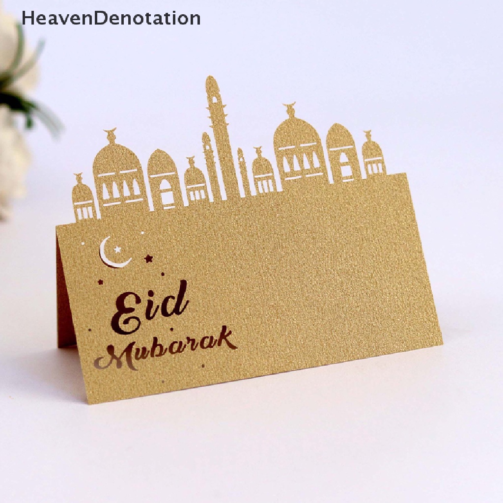 [HeavenDenotation] 20pcs Kartu Pos Dekorasi Eid Mubarak Kartu Dudukan Kartu Muslim Ramadhan Kareem Dekorasi Meja Pesta Lebaran AL Adha HDV