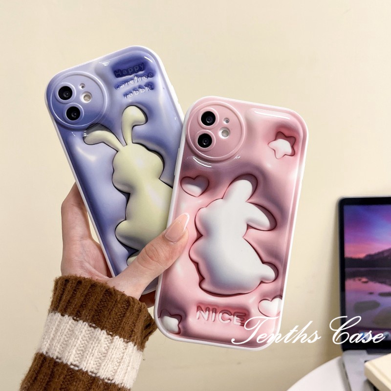 Oppo A78 A17K A57 A77 A76 A96 A16 A16s A16k A15 A15s A54 A74 A55 A95 A94 A93 A53 A33 A32 A5 A9 A31 2020 A3s A5s Reno 8T 7Z 7 6Pro 5f1 F9Pro 3D Vision Rabbit Phone Case Sarung Soft Cover