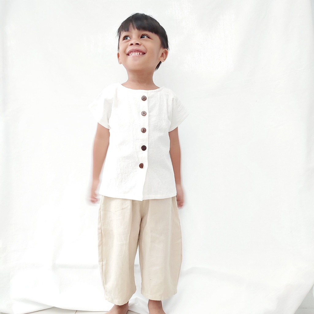 Littlepopy MIIKO Top Linen Anak - Baju Atasan Korea Kemeja Korean Linen Anak Cowo Laki-laki Murah