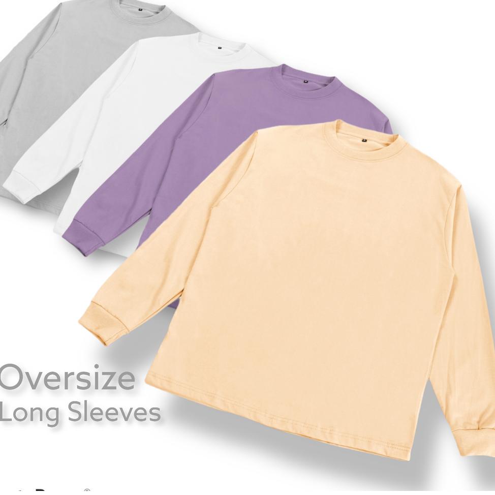 STOK TERBATAS Oversize Lengan Panjang 20s // Kaos Polos Oversized long sleeve tshirt Combed 20s Crew