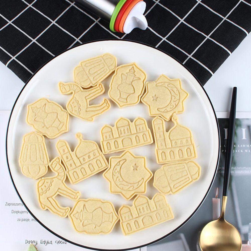 Solighter 6pcs/set Cetakan Kue Fondant Makanan Eid Mubarak Islam Muslim Festival Cookie Cutter