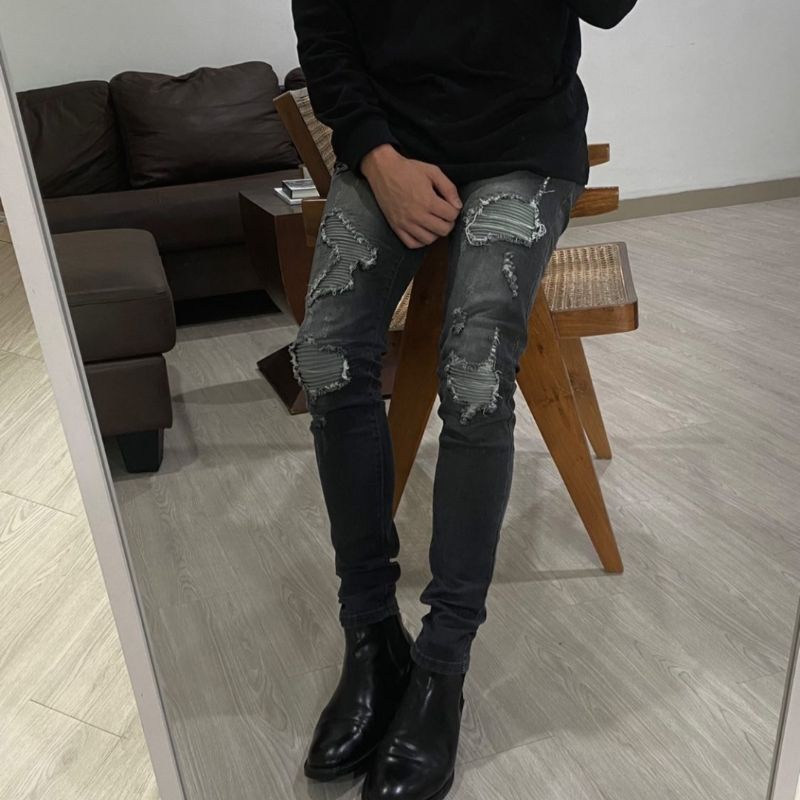 RUCAS Grey Caviar Leather Jeans