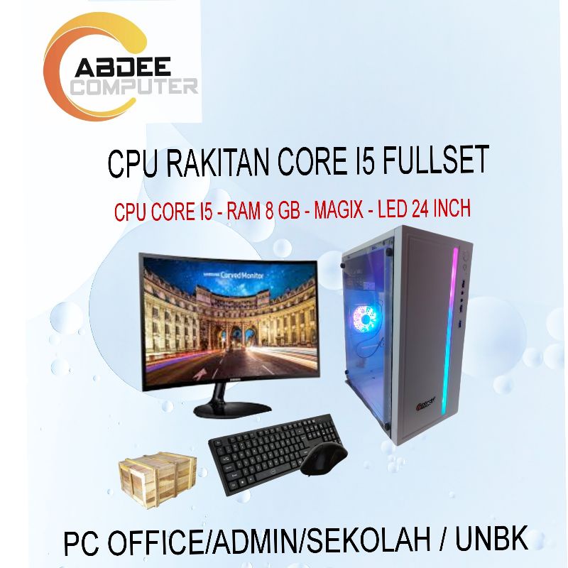 CPU Rakitan Pc Core I5 Ram 8 GB Hdd 500 Gb Led 22 in Fullset