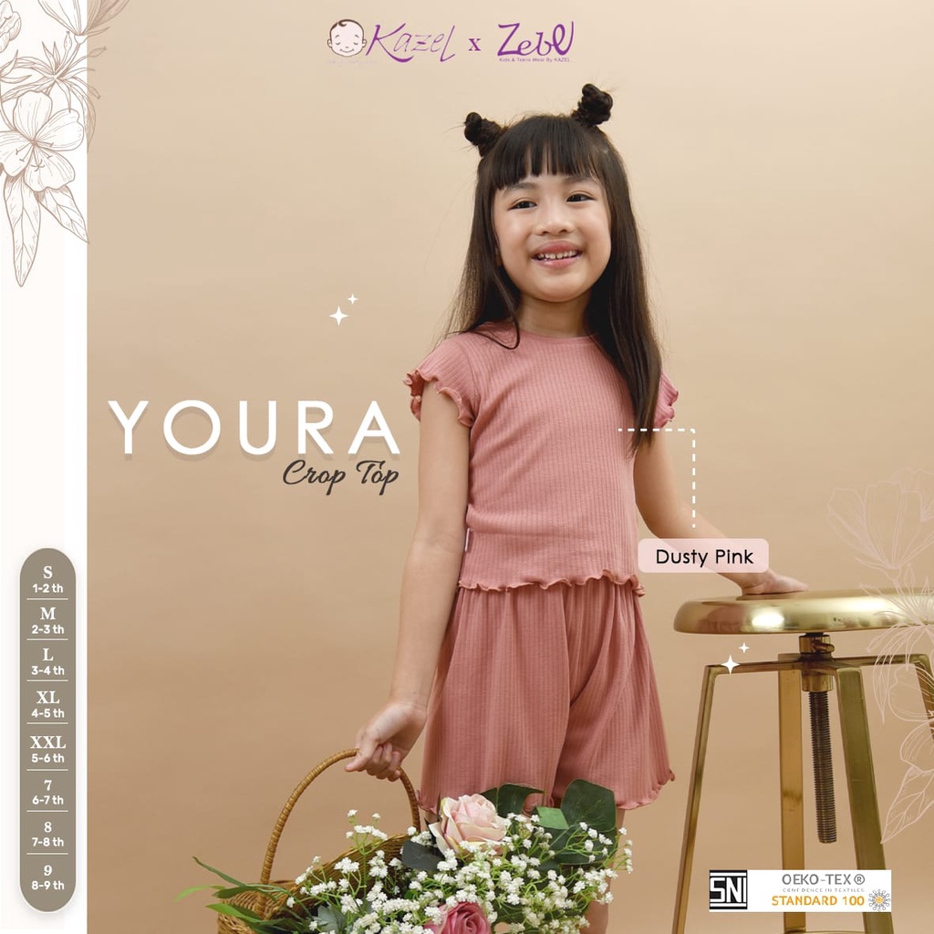 Kazel Youra 1-9 Tahun Atasan Top Baju Anak Perempuan X Zebe CBKS