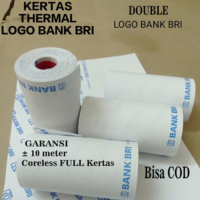 

Kertas Struk Thermal Edc Logo Bank BRI Depan Belakang 57x30 mm 57 x 30 cocok Printer Brilink 58x30mm