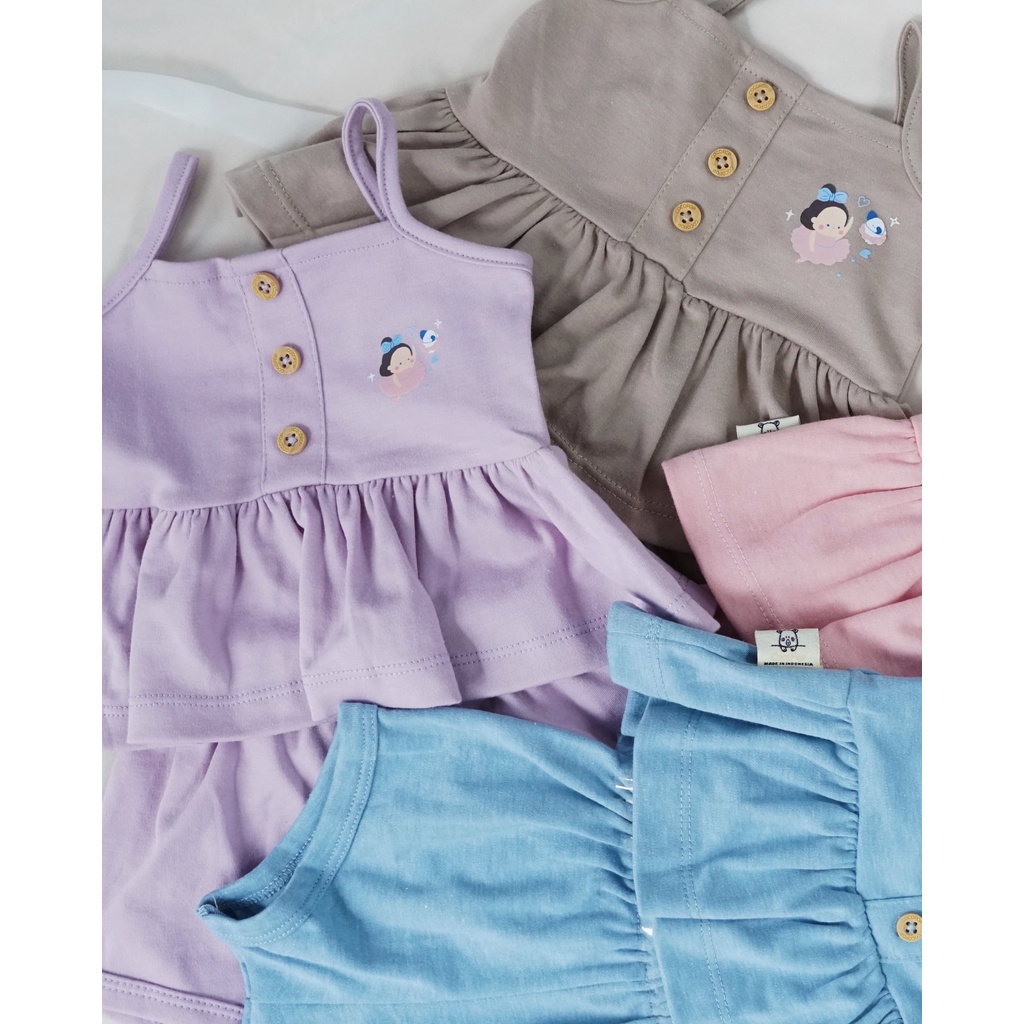 Cocopop Baby X Reejools Bebe - Tank Set Ballerina Baby Girl ( 0 6 Bulan / 6 12 Bulan / 12 18 Bulan / 1 Tahun ) Baju Bayi Perempuan Set Newborn Import Model Terbaru