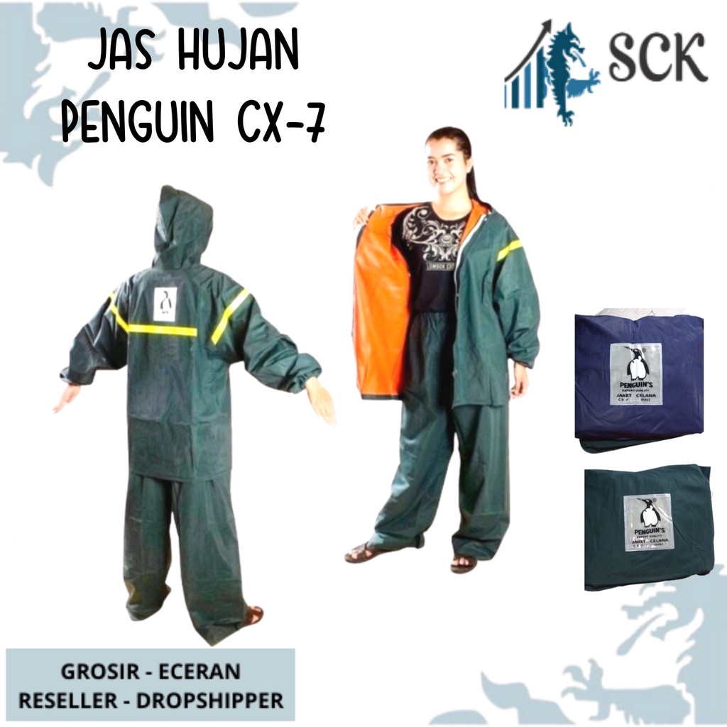 Jas Hujan PENGUIN Cx-7 Proyek Premium Jaket Celana Cx-7 X / Setelan Mantol Pria Wanita Dewasa Jumbo - sckmenwear GROSIR