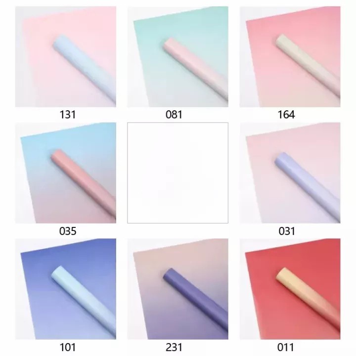 [20 Lembar] Kertas Buket Bunga Gradasi Warna / Kertas Cellophane Gradasi / Flower Wrapping Paper Gradient / Cellophane Gradient