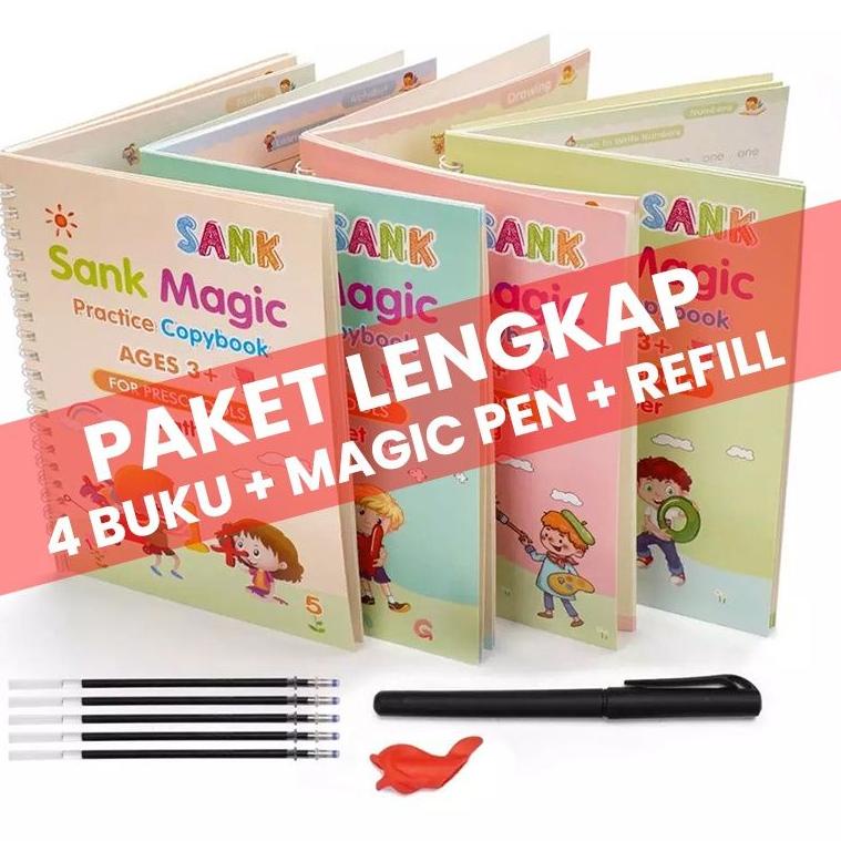 

O36 Sank Magic Book (Magic Groove) - Buku belajar menulis untuk paud preschool tk huruf angka bentuk garis reusable tinta ajaib PRODUK TREND ぶ