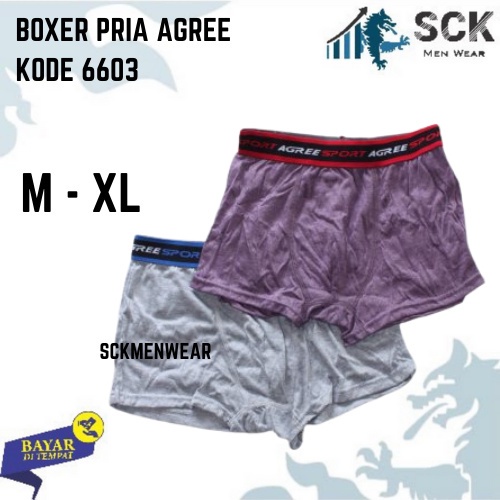 [ISI 2] CD Cowok AGREE 6603 Model Boxer / Celana Dalam Bahan Katun Halus / Pakaian Dalam Pria - sckmenwear GROSIR