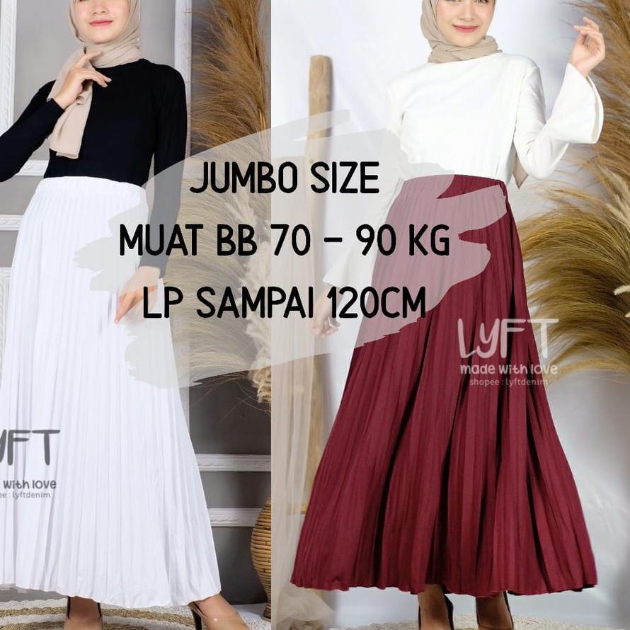 ✿ [PREMIUM PLISKET JUMBO] Rok Plisket JUMBO SIZE MAYUNG Premium Quality /Rok Rempel Panjang / Rok hi