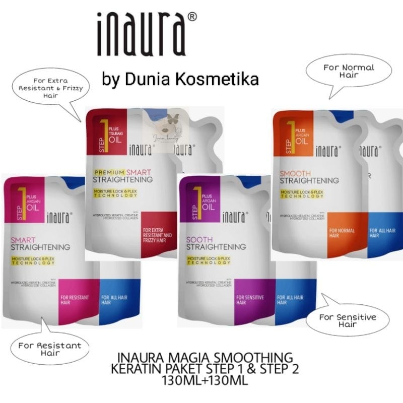 INAURA MAGIA SMOOTHING PELURUSAN 130mL (1 PAKET isi STEP 1 DAN STEP 2) NEW