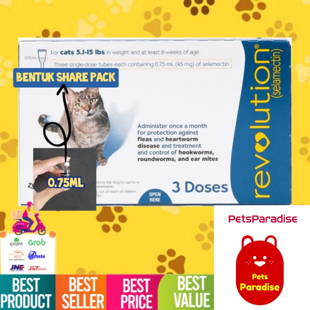 REVOLUTION CAT / KUCING 100% Original REPACK Obat Kutu Blue Selamectin