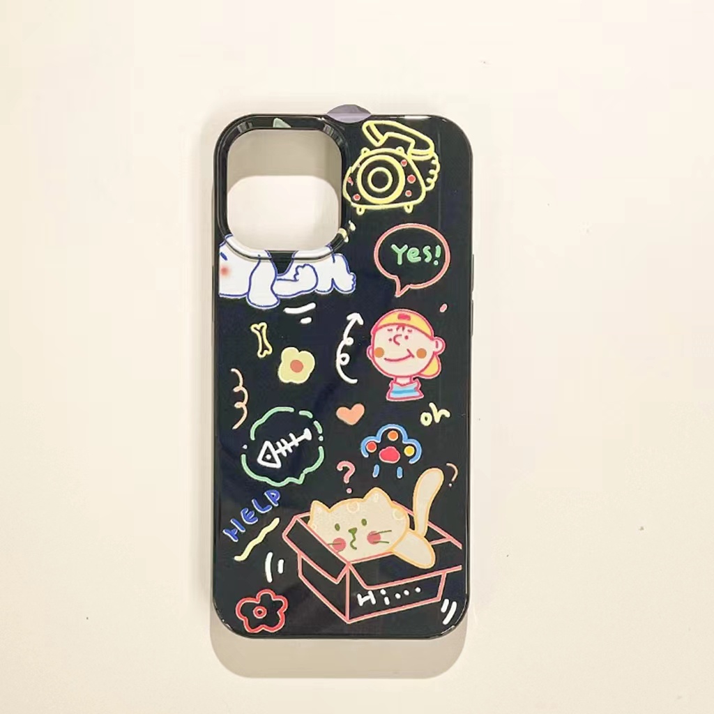 IPHONE Ins Anime Graffiti Cocok Untuk Iphone14 14pro 14plus 13 13mini 13pro 13prm iPhone12 7Plus 8Plus Xr XS 13 12mini Pro Max Empat Sudut Casing Ponsel Tahan Guncangan