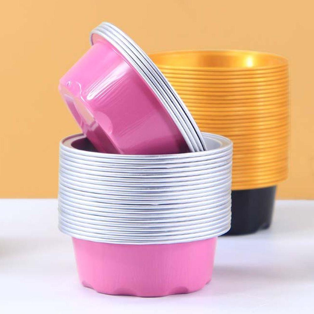 Suyo 10PCS Aluminium Foil Tin Cup Baru Alat Kue Reusable Tray Tinfoil Cups Air Fryer Tinfoil Kotak Muffin Cupcake Cups