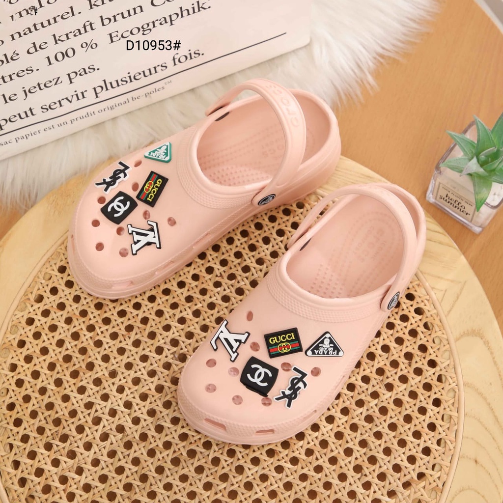 Fashion Crocs Classic Bae Clog Stud Logo For Women Slip Sandals  D10953