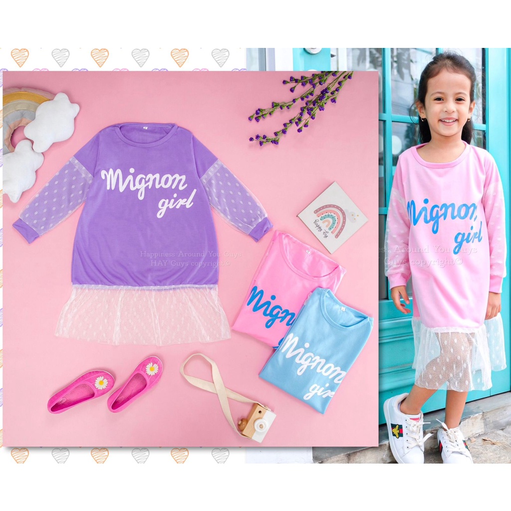 Baju Anak Perempuan Dress Anak Perempuan Model Korea Umur 2-12 Tahun Baju Gaun Pesta Lengan Panjang 