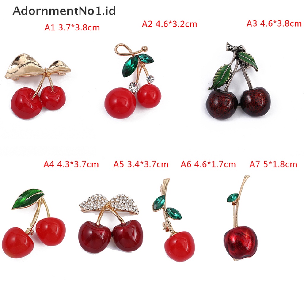 [AdornmentNo1] 1pc Bros Buah Cherry Merah Bros Korsase Dekorasi Aksesoris Pin Perempuan [ID]