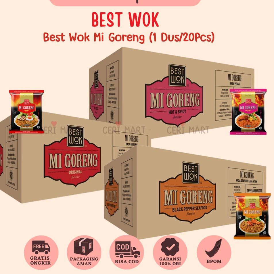 

Trend Wok Mi Mie Goreng 1 DUS 20 pcs Bisa Mix Original & Spicy Blackpepper Black Pepper Seafood Noodle 85gr Wok KKV Indomie
