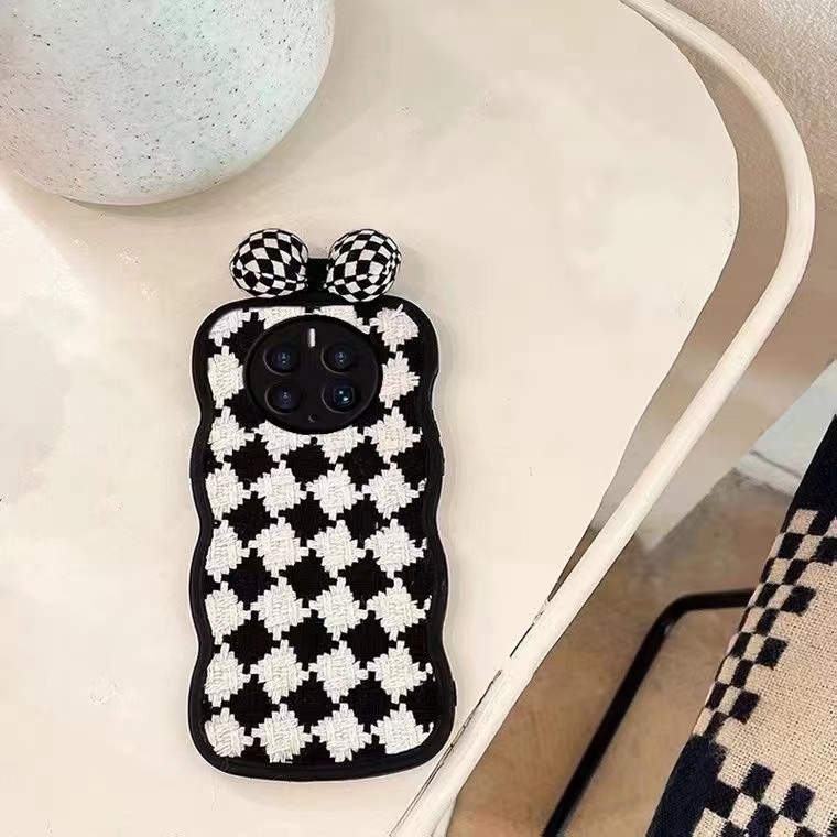 Houndstooth Black Soft Case iPhone 7 8 Plus XR XS Max 11 12 13 14 Pro Max 14 Plus Phone Case Fashion Women Casing hp iphone cassing