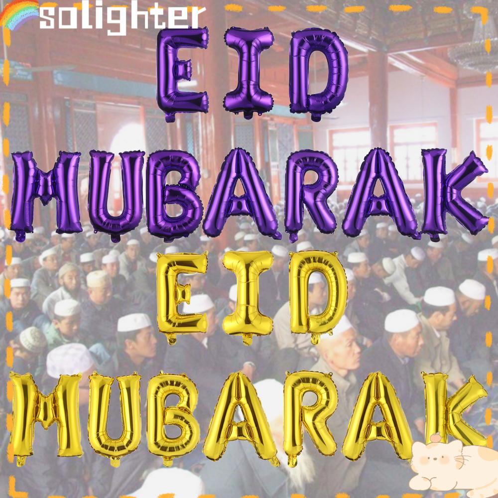 Balon SOLIGHTER Eid Mubarak Bulan Latex &amp; Foil Hadiah Anniversary Acara Pesta Dekor