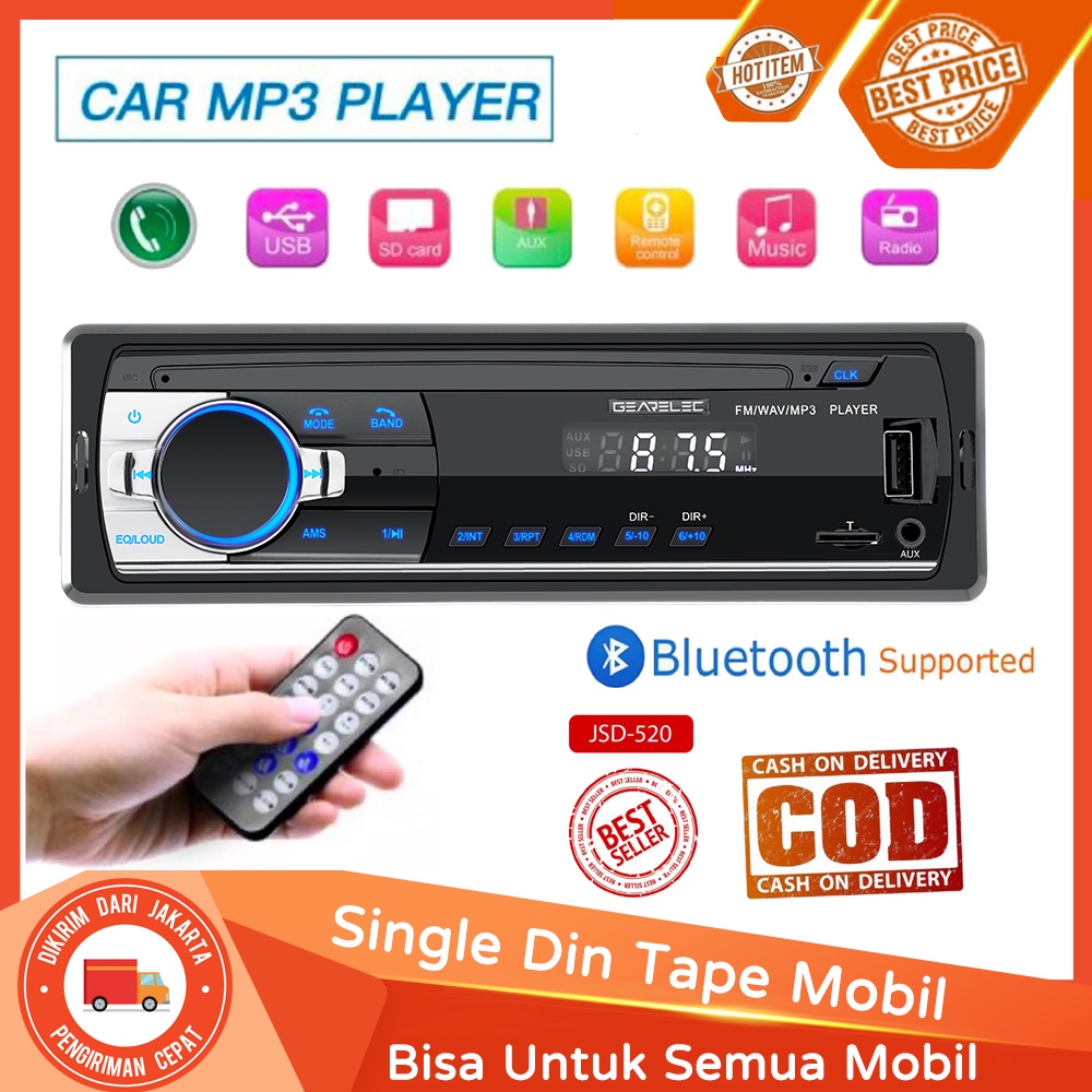 Tape Audio Radio Mobil Multifungsi Bluetooth USB MP3 FM Radio JSD-520 Jernih