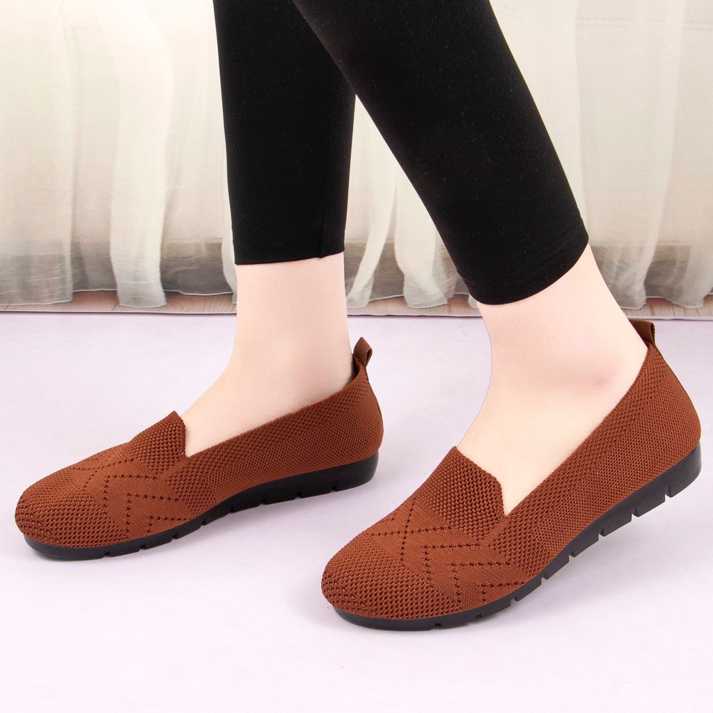 Permata  Sepatu Flat Shoes Wanita Import QP-A09 Premium Quality  Fliknit Shoes