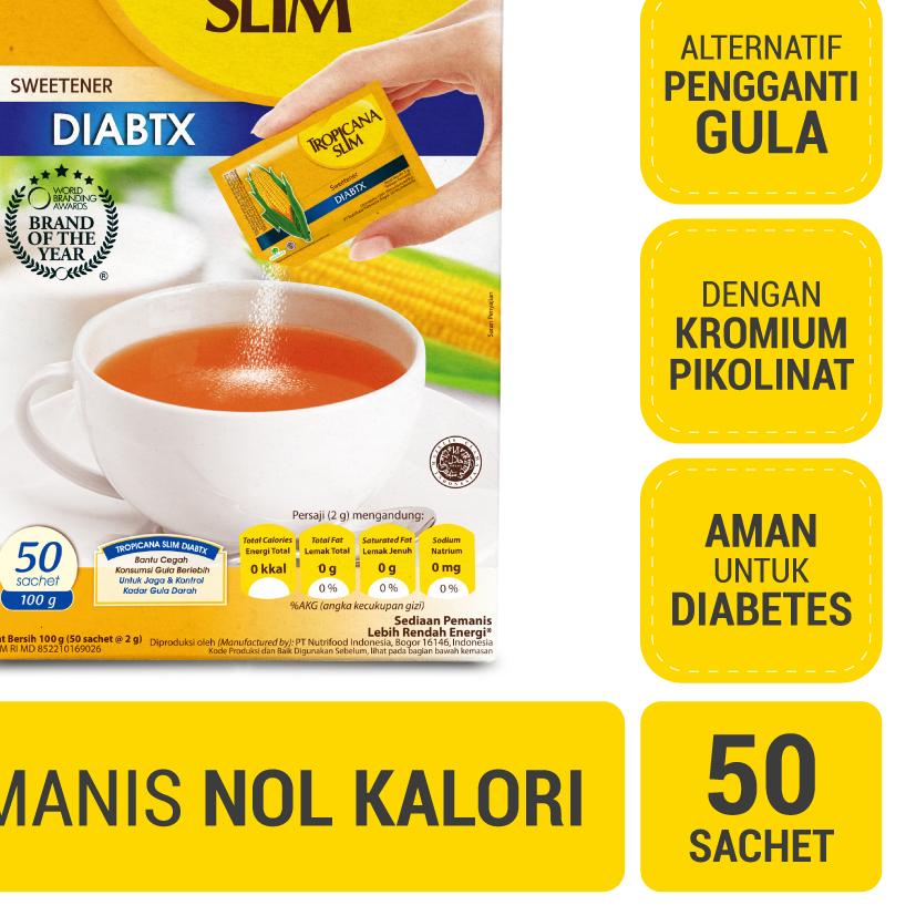 

✺ Tropicana Slim Sweetener Diabtx 50 Sachet - Pemanis untuk i ♧