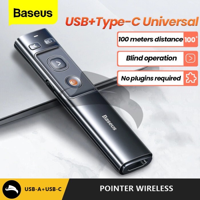 

[[JNT COD]] BASEUS LASER POINTER ORANGE DOT WIRELESS PRESENTER PRESENTASI
