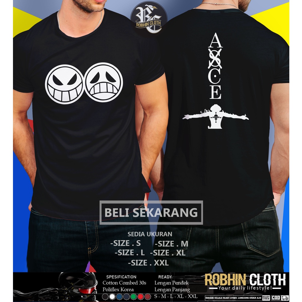 Kaos Portgas D Ace Sabo One Piece Baju Anime