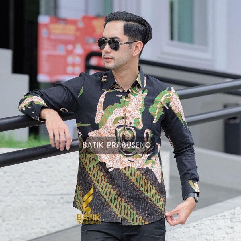 PUTRADEWATA Atasan Batik PRABUSENO Original 100% Katun Asli Pria Lengan Panjang Printing Kemeja Form