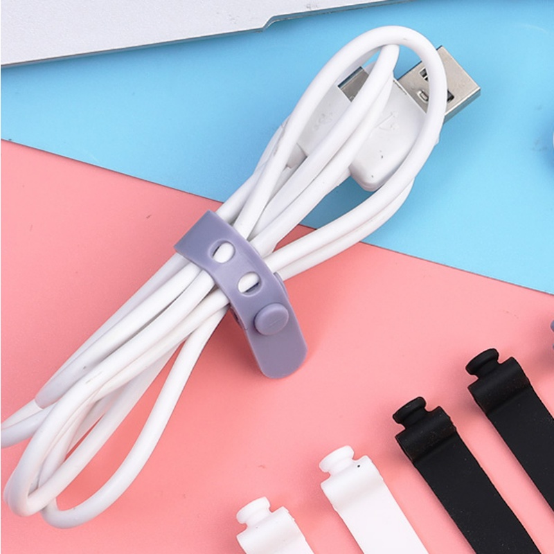 1/5pcs Klip Tali Kabel Silikon/Kawat Organizer Kabel Data Reusable 3lubang Line Cord Winder Headphone Holder