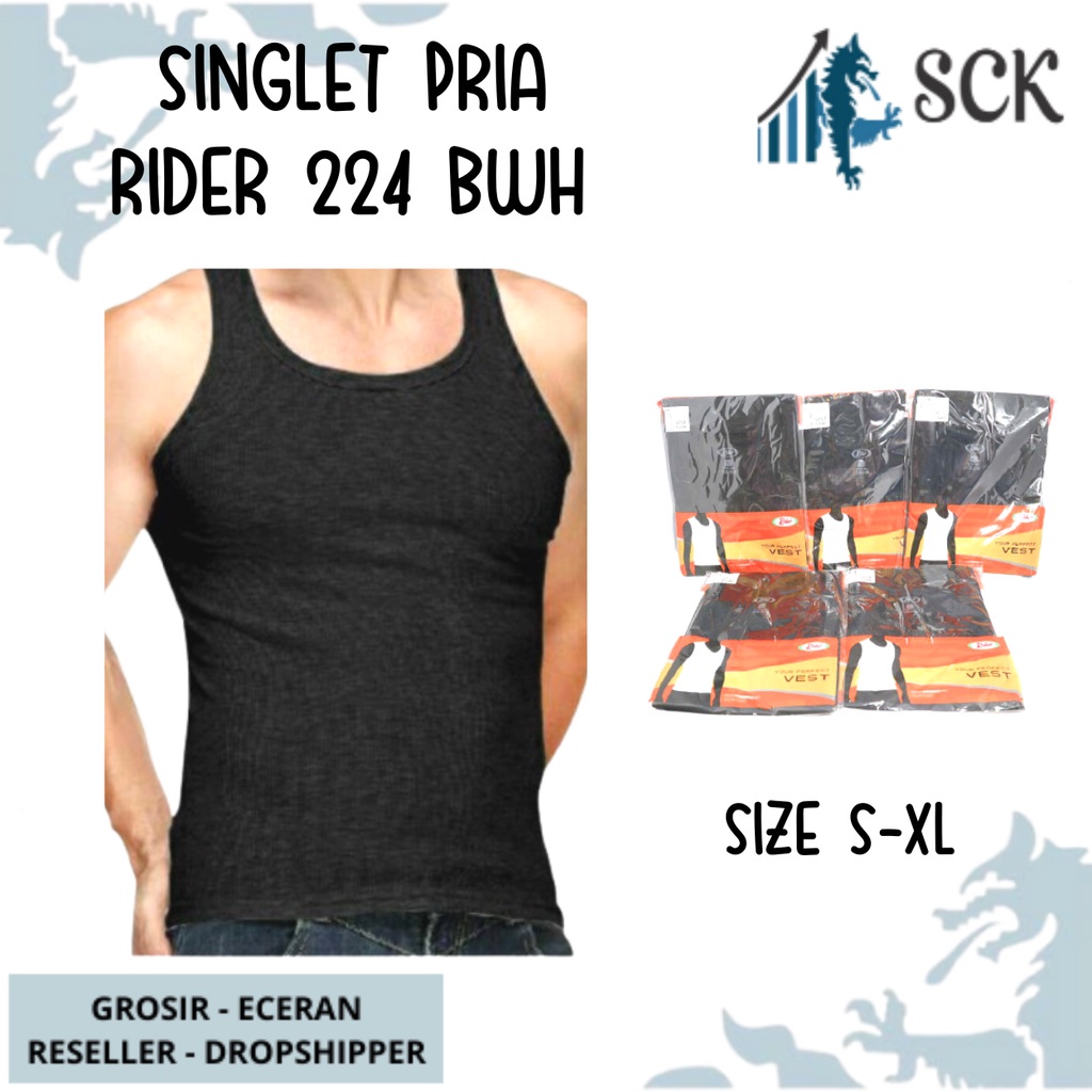 Kaos Dalam Pria RIDER 224 HITAM krah V / Kaos Blong RIDER T-Shirt Lifestyle R 224 Bwh Hitam - sckmenwear GROSIR