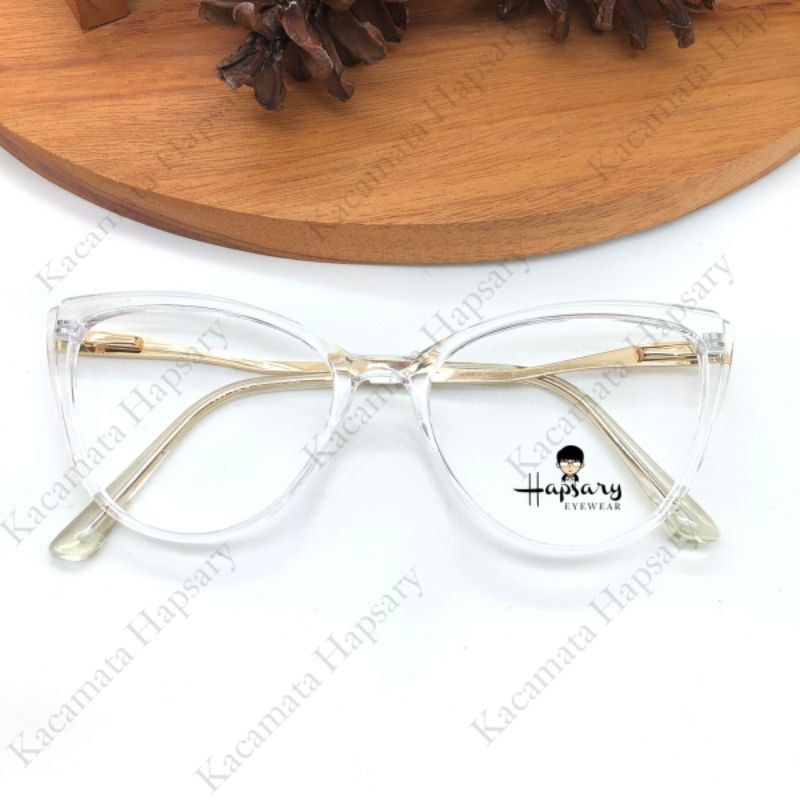 Frame Kacamata Wanita Cat Eye Kode ZURA Paket Lensa Antiradiasi Minus Cylinder &amp; Plus