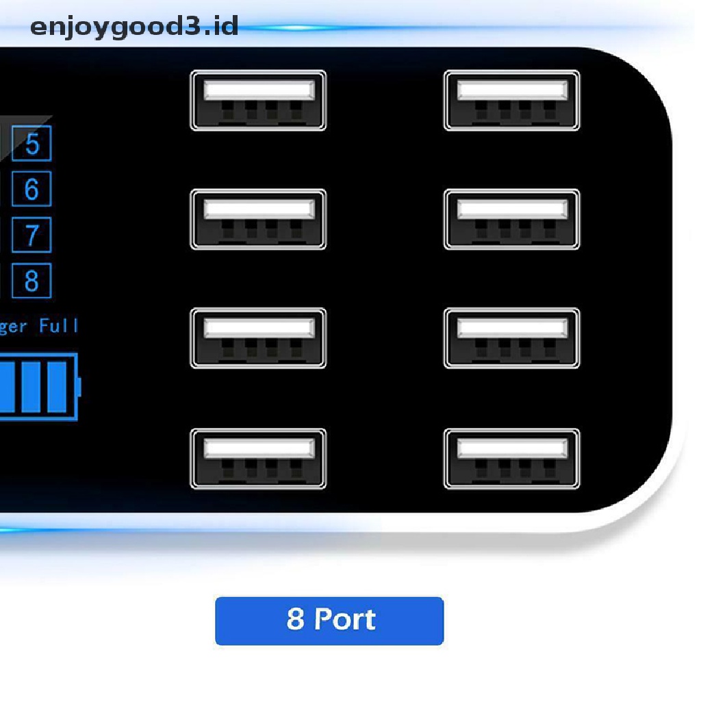 [Rready Stock] USB 8port Adaptor Charger Mobil Smart LED Display Charging Station (ID)