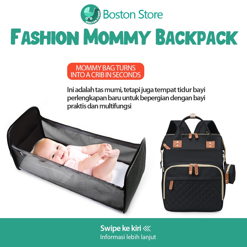 Bostonstore Tas Ransel Ranjang Bayi / Mommy Diaper Bag / Tas Susu Portable / Tas Bayi / Tas Ransel perlengkapan Travelling / Tas Ransel perlengkapan Baby / Tas ranjang lipat bayi portable Travel Bed box tidur Baby Multifungsi